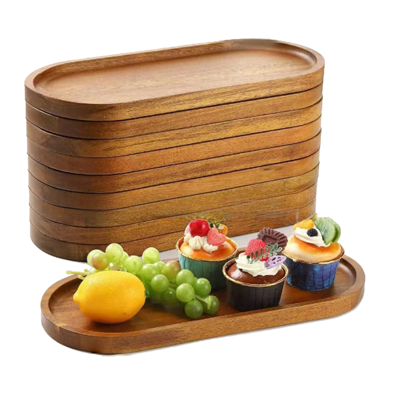 Food Snacks Wholesale - Geschirr, Massivholz, Lebensmitteltablett, rund, rechteckig, Dessertteller,