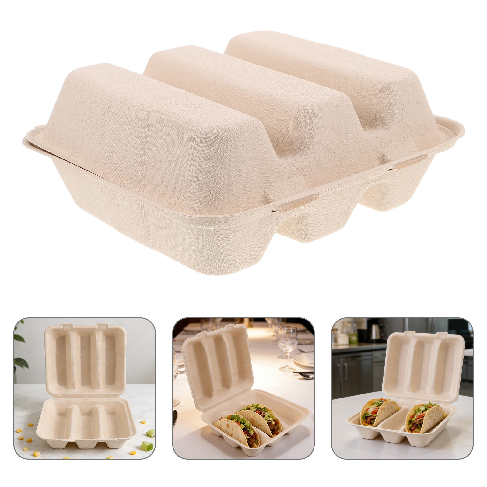 Food Snacks With Fiber - 20 Stück Biologisch Abbaubare Taco-Halter-Papierboxen aus