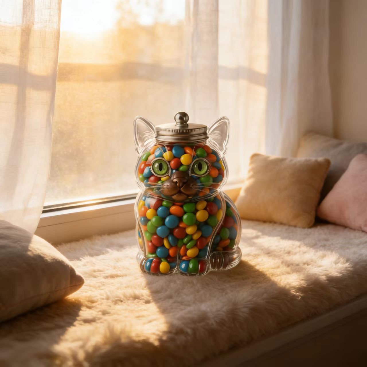 Niedliches Katzenförmiges Glas – Food Snacks Candy Bewertung und Preis
