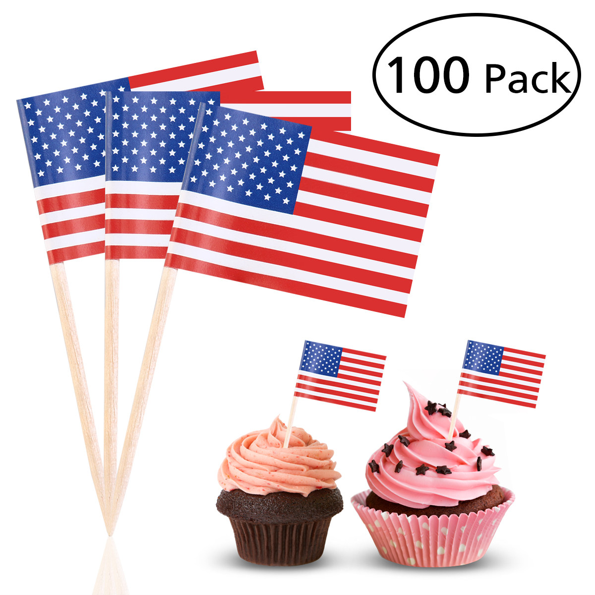 100 Stück Amerika-Flaggen-Stic – Food Snacks For Party Bewertung und Preis