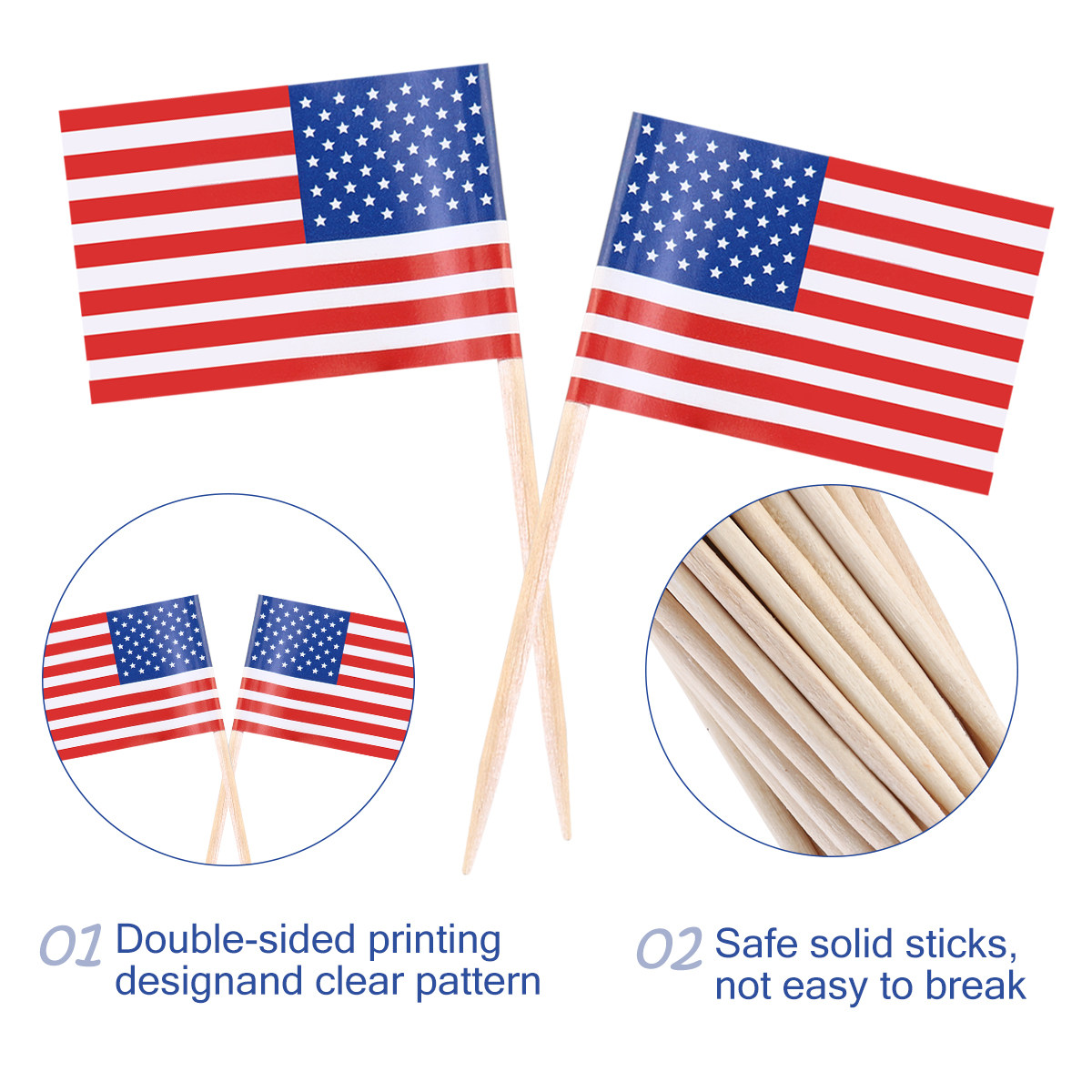 100 Stück Amerika-Flaggen-Stic – Food Snacks For Party Bewertung und Preis